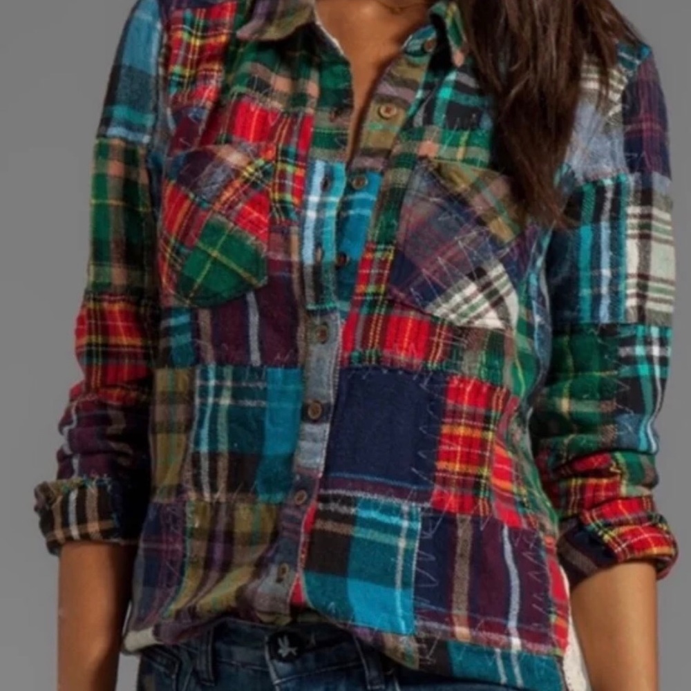 We The Free patchwork flannel shirt
